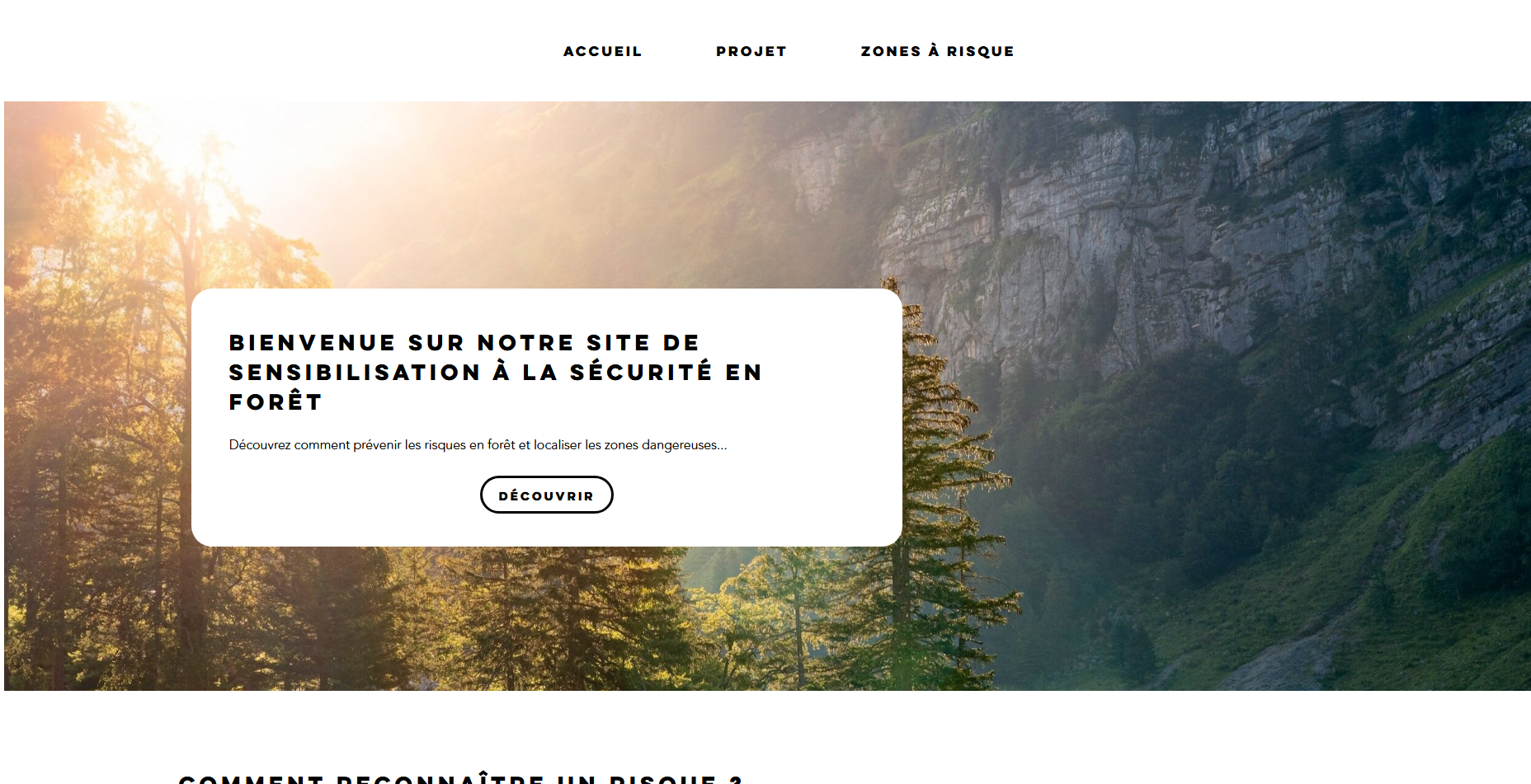 ACCUEIL PROJET ZONES À RISQUE - Site de sensibilisation à la sécurité en forêt